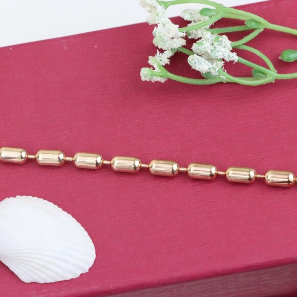 "Textured Barrel Beads Rose Gold Bracelet with Adjustable Extender, XPBL1135 - Picture 12 of 13